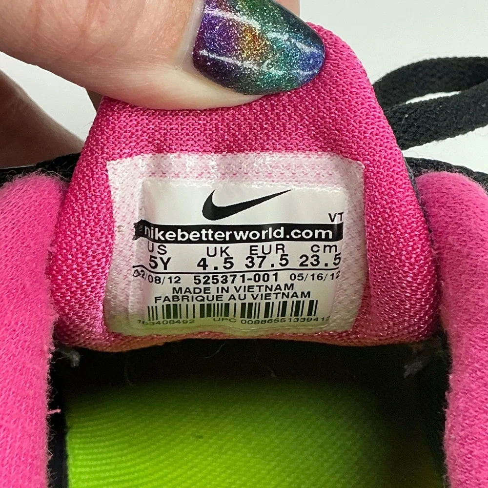 Nike Grey Pink LunarGlide 4 Running Shoes Girls 5Y 525371-001 Lunarlon Neon